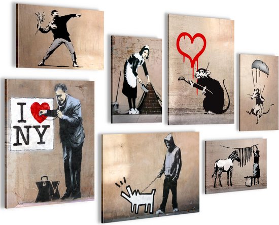 Banksy - 100 x 70 cm - À suspendre immédiatement - décoration murale - décoration murale - décoration murale salon - décoration murale salon - décoration murale toile - tableaux salon - tableaux chambre - décoration murale