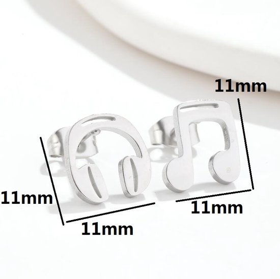 Gading® dames RVS oorknoppen met headphone-11mm-zilver