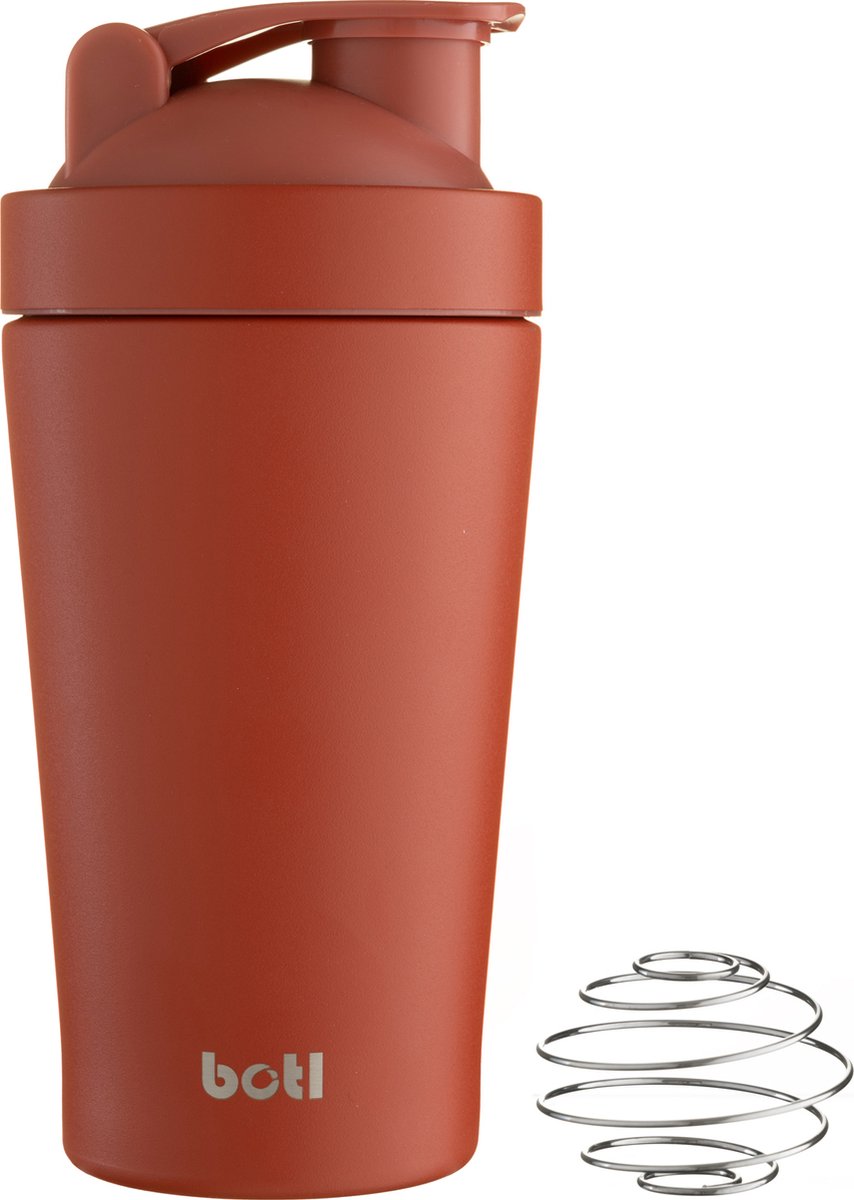 Proteinshaker EcoBotl - 500ml - Orange - Eiwitshaker - Roestvrijstaal - Herbruikbaar - Duurzaam - Shakebeker - Protein - RVS - Supplementshaker