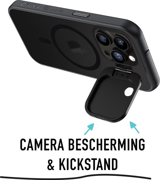 Valenta x Spy-Fy - Coque iPhone 15 Pro avec caches d'appareil photo à l'avant et à l'arrière | Protège votre vie privée et vos Caméras | Valenta Étui de confidentialité Smokey Zwart