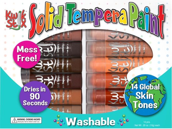 The Pencil Grip Inc. - Kwik Stix Solid Tempera Paint Sticks 14 stuks - beigeen - Global Skin Tones - TPG672
