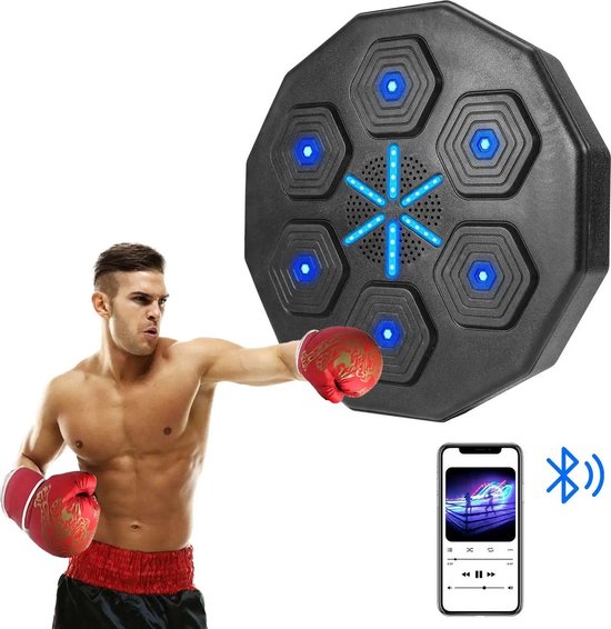 Machine de boxe FOXLY® avec Musique et Bluetooth - Sac de boxe