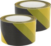 AMIG Afzettape - 2x - geel/zwart - 50 mm x 30 m - pvc - markeertape - zelfklevend