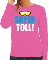 Bellatio Decorations Apres ski sweater/trui voor dames - super toll - roze - wintersport - skien XXL