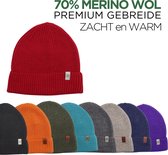 Norfolk - 70% Merino wol Muts - 1 Premium Gebreide Muts - Wintersport Muts - Rood - Norwick
