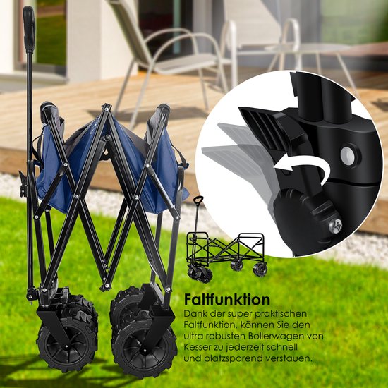 KESSER® Bolderkar opvouwbaar Bolderwagen tot 120 kg draagvermogen - Strandkar Transportkar - Blauw / Grijs van KESSER — afbeelding 5