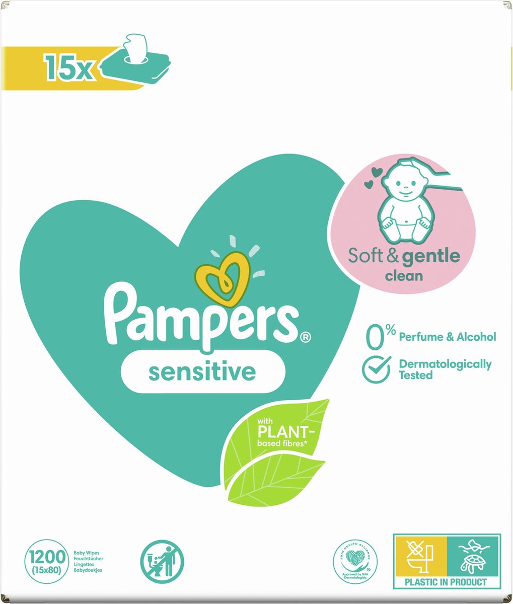 Pampers Sensitive Billendoekjes - 15 Pakken - 1200 babydoekjes | bol