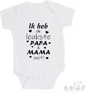 100% katoenen Romper "Ik heb de leukste papa & mama ooit!" Unisex Katoen Wit/zwart 68/74