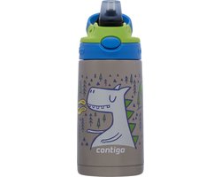 Contigo Easy Clean Autospout thermosfles met rietje voor kinderen, BPA-vrije roestvrij stalen waterfles, 100% lekvrij, makkelijk te reinigen, ideaal voor dagverblijf, school en sport, 380 ml | Fire Dragon