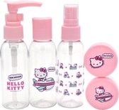Hello Kitty Reisset - 5 delig Reisset - Reisflesjes - Reis Toilettas - Navulbare Reisflesjes - Roze