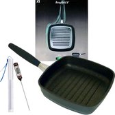 Bol.com Premium grillpan inductie met afneembare handgreep 24 cm steakpan met anti-aanbaklaag van gegoten aluminium geschikt voo... aanbieding