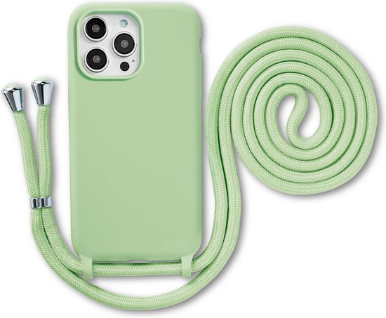 Étui Armordrop avec cordon adapté pour iPhone 12 Pro Max - Étui en Siliconen avec cordon - Vert