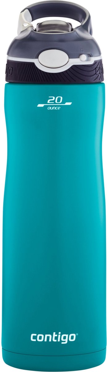 Contigo Ashland Chill drinkfles met rietje, grote BPA-vrije roestvrijstalen waterfles, thermosfles lekvrij, houdt dranken tot 24 uur koel; voor sport, fietsen, joggen, wandelen, 590 ml | Scuba