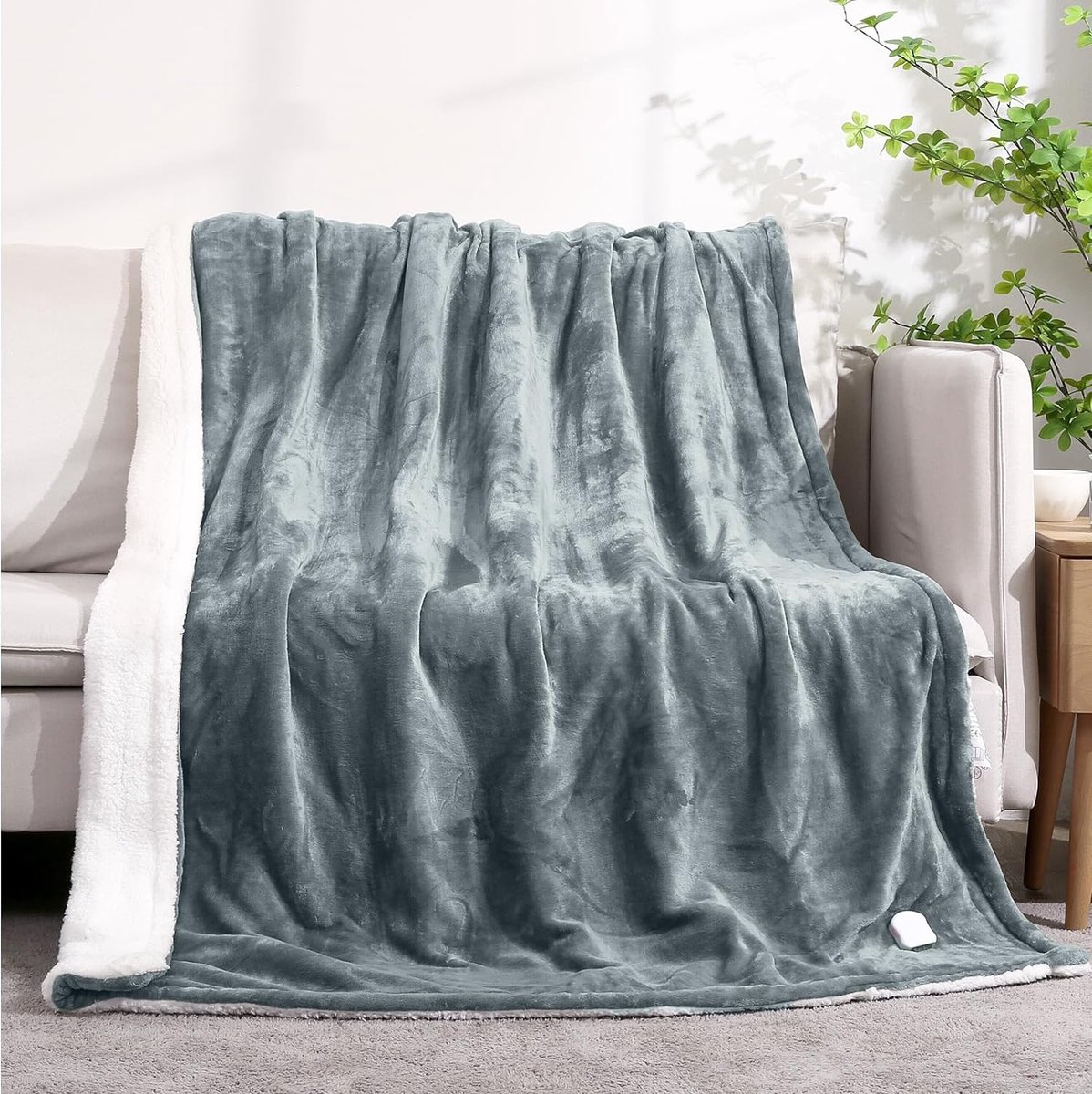Elektrische deken knuffeldeken flanellen deken dubbele deken 130 x 180 cm 6 verwarmingsniveaus en 6 uur automatische uitschakeling afneembare controller elektrische deken houdt je warm kaki