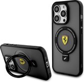 Ferrari Ring Stand Back Case ( Compatible MagSafe) - Apple iPhone 15 Pro Max (6,7") - Zwart