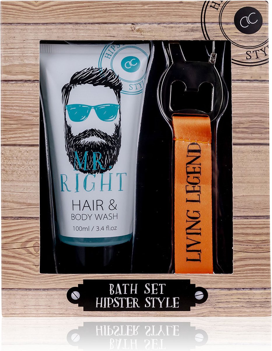 Accentra -Heren bathset - Hipster style - Hair & Bodywash en sleutelhanger