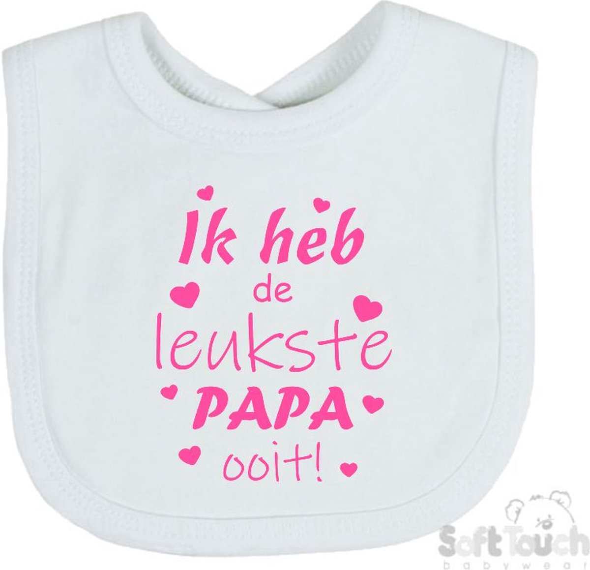 Goedkoopste Soft Touch Slabber Slabbetje Slab Ik heb de leukste papa ooit! Vader Vaderdag Unisex Katoen Wit/roze Maat 33x22 Cm