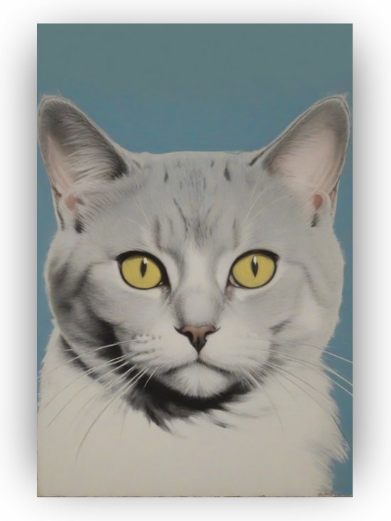 Andy Warhol kat - Schilderij kat - Kat wanddecoratie - Andy Warhol - Canvas schilderij - Slaapkamer wanddecoratie - 40 x 60 cm 18mm