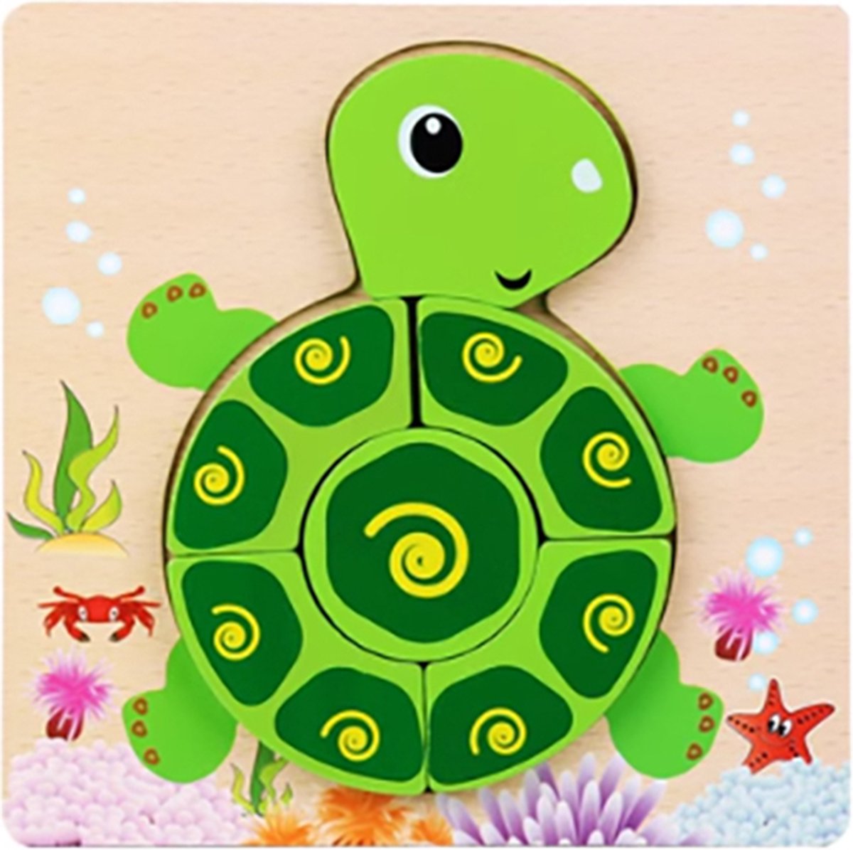 Ainy Montessori legpuzzels - dieren schildpad - educatief speelgoed voor motoriek en vormherkenning | 6 puzzel stukjes | puzzels geschikt voor peuters en kleuters vanaf 1 2 3 4 Jaar - Ideaal kindercadeau voor meisjes en jongens