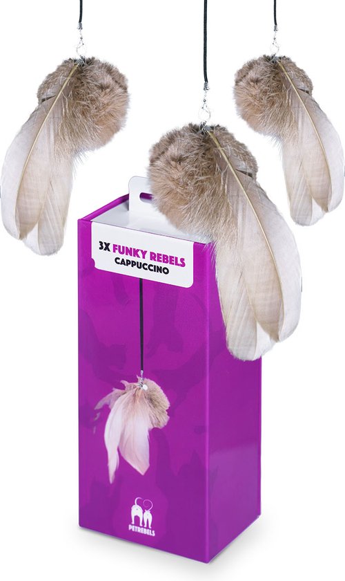 Petrebels Kattenspeelgoed Funky Rebels - 3 stuks in verpakking - Cappuccino - Giftbox
