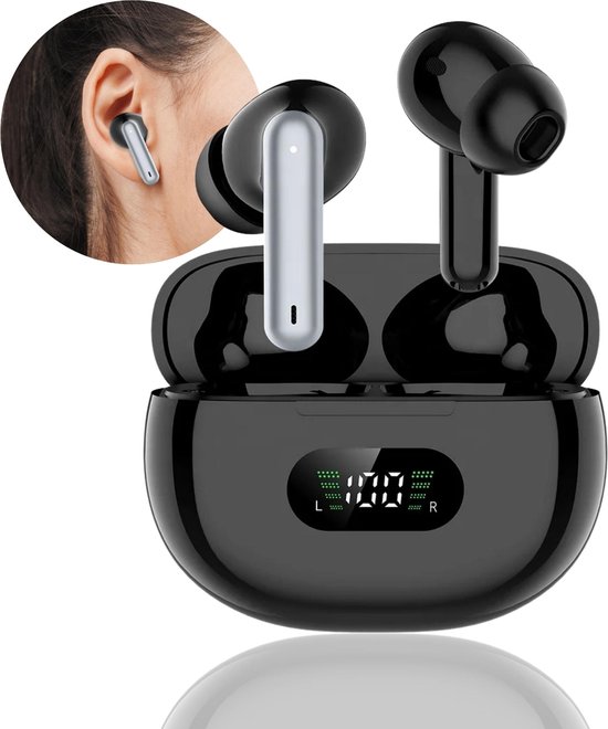 VR Electronics - Earpods Draadloos Met Noice Cancelling - Zwart - Bluetooth Oordopjes - Noice Cancelling Hoofdtelefoon - Draadloze Oordopjes - Airpods - Werkt Met Apple En Android - Earpods USB C - Wireless Earphons - Oortjes Draadloos