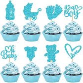 8 pics à cupcakes Bébé Boy bleu - baby shower - révélation du genre - cupcake topper - garçon - bleu