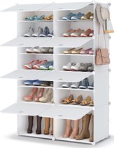 Étagère à chaussures, armoire à chaussures à 7 niveaux, rangement de chaussures pour 28 paires de chaussures et bottes, étagère à chaussures en plastique, organisateur de chaussures pour couloir, entrée de chambre, blanc