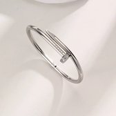 Zilverkleurig Armband (wit verguld goud) - chique spijker design - Unisex - perfect kado - kerstkado - trendy sieraad - juweel