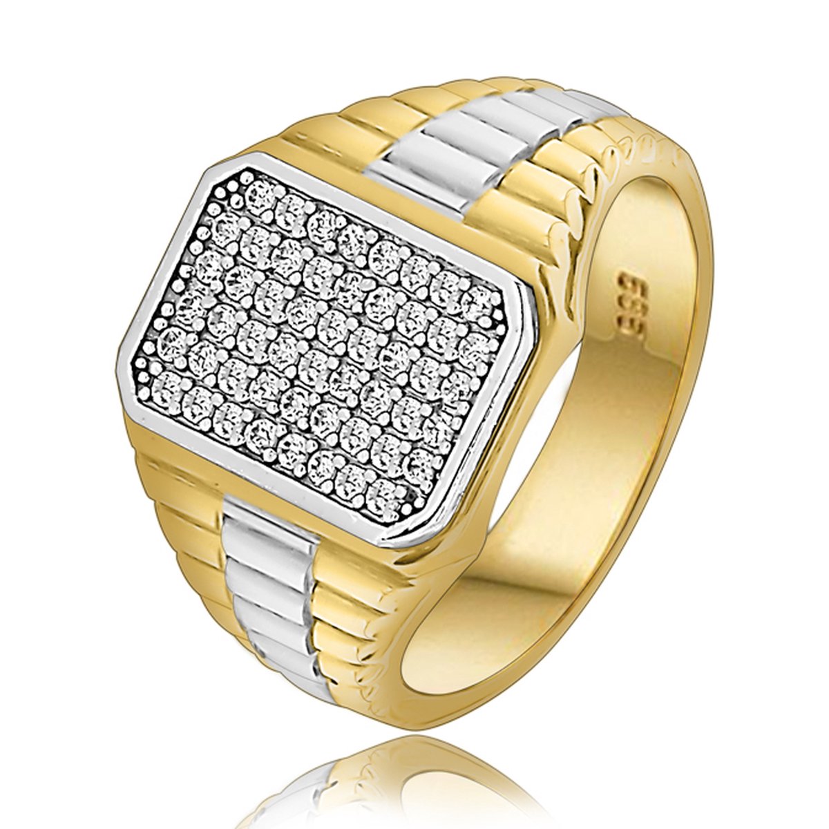 Juwelier Zwartevalk 14 karaat gouden herenring met zirkonia - 125534/20¼