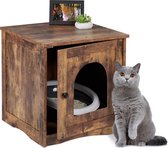 Relaxdays kattenbak ombouw - kattenkast industrieel - kattenhuis binnen - kattenmeubel