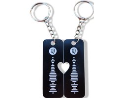 Gepersonaliseerde Spotify Sleutelhanger | Zwart/Wit | Set van 2 | Love Design | Perfect Muziekcadeau voor Koppels & Feestdagen!