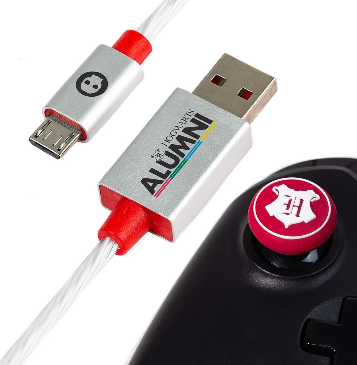 Numskull Officiële Harry Potter LED-micro-USB-kabel en Duimgrepen - 1.5m Snellaadkabel - Geschikt voor Xbox One - PlayStation 4