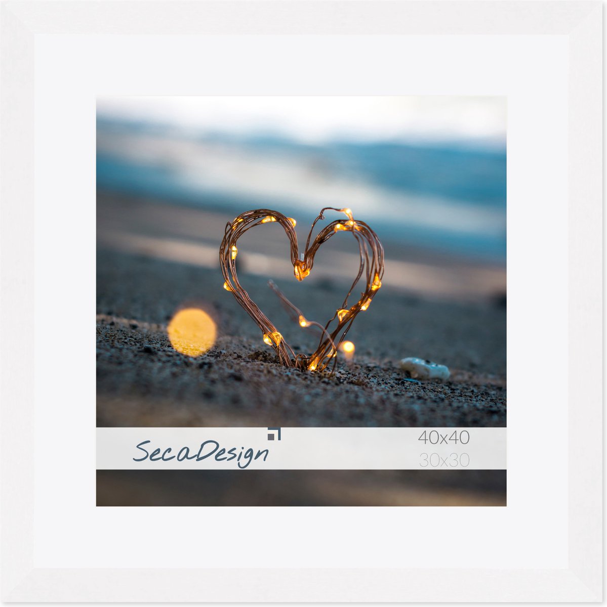 Fotolijst - SecaDesign - Fika - 40x40 / 30x30 cm fotomaat met passe-partout - Wit - Fotokader