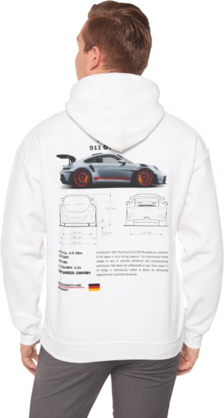 WielWear - Sweat à capuche GT3RS - Pull Homme - Vêtements - Passionné de voitures - Fan de Porsche - Accessoires de voiture