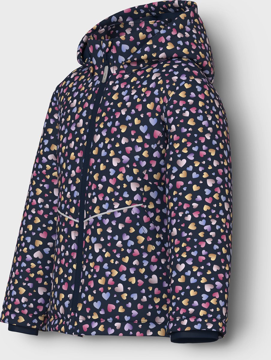 Name İt Lacivert Kız Çocuk Kapüşonlu Uzun Kollu Mont Nmfmaxi Jacket Foil Aop Noos P 1741034