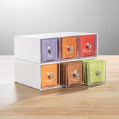 Boîte à thé - commode/boîte de rangement/organisateur - pour la cuisine - pour différents types de sachets de thé, dosettes de café, bonbons et plus encore - pratique/robuste - blanc/transparent