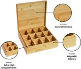 Theedoos | theebewaardoos, opbergdoos van bamboo voor thee theezakjes en andere accessoires, 12 vakken (Natural Bamboo)