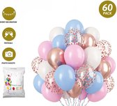 FeestmetJoep® 60 stuks ballonnen Blauw & Roze – Verjaardag Versiering