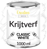 Creative Deco Witte Krijtbord Verf – 1000ml – Mat, Wasbaar, Renovatie