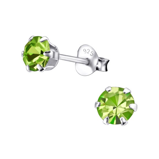 Amanto Oorbellen Elka Peridot - 925 Zilver E-Coating - ∅5mm