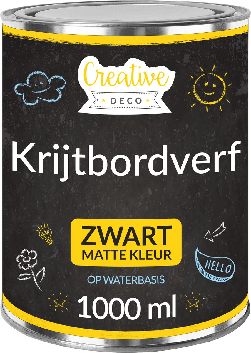 Creative Deco 1L Krijtbord Verf – 1000ml – Mat Zwart, Op waterbasis