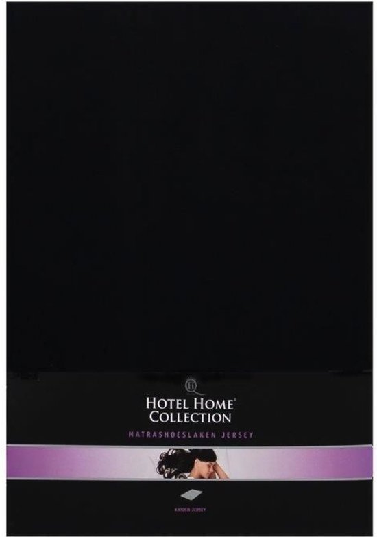 Hotel Home Collection - Jersey Hoeslaken - 160/180x200+30 cm - Zwart