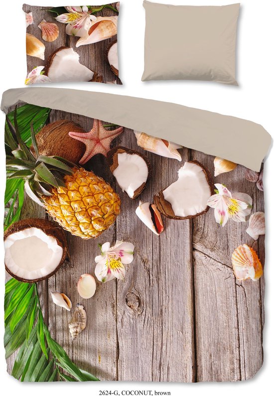 Good Morning Coconut - Dekbedovertrek - Lits-jumeaux - 240x200/220 cm + 2 kussenslopen 60x70 cm - Bruin
