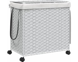 vidaXL - Wasmand - op - wielen - 60x35x60,5 - cm - rattan - wit
