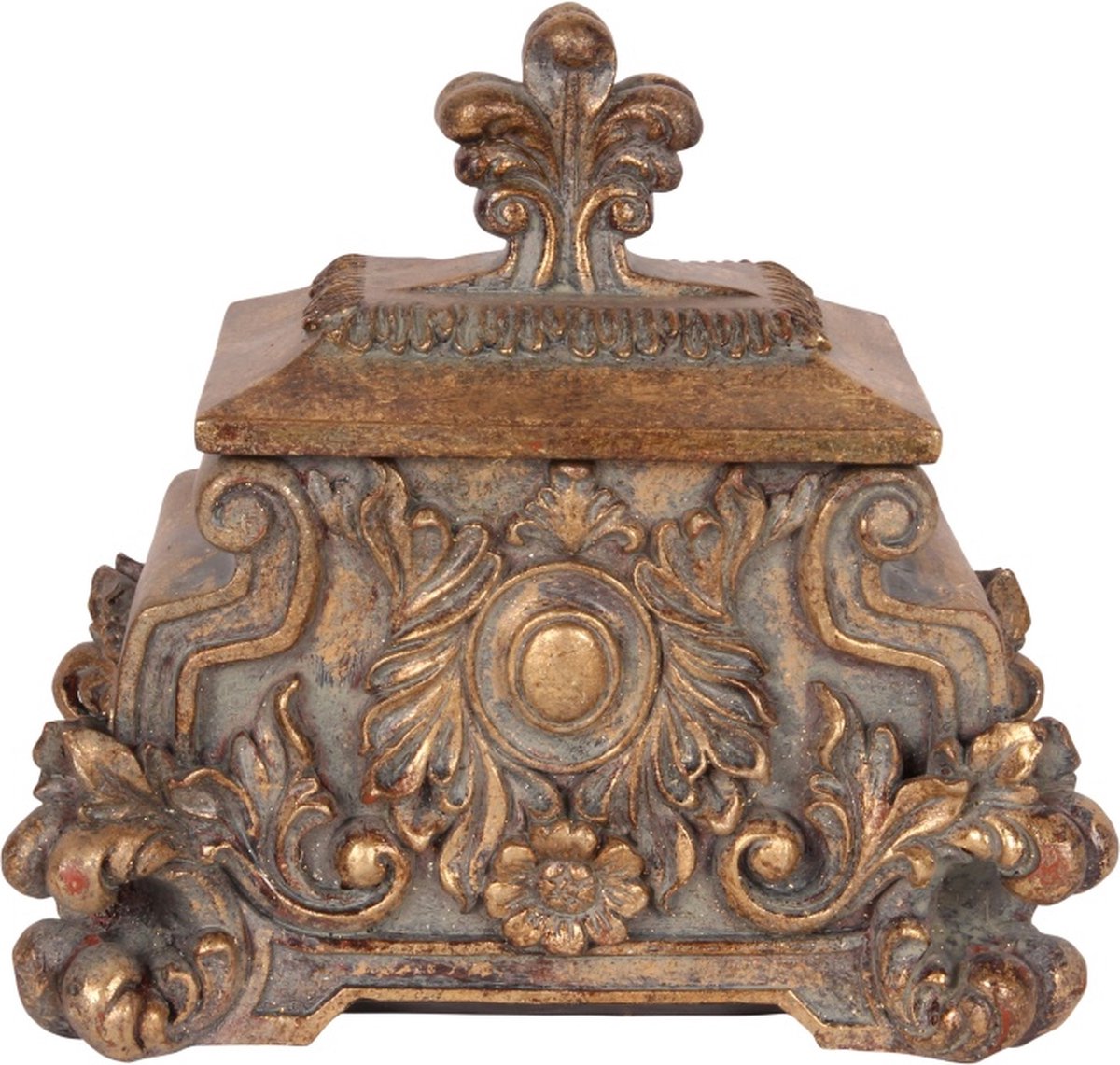 Baroque - Decoratieve schaal - Deco doos resin 18,5 cm - 17x18.5x11 - Polyresin