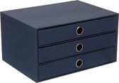 Rössler 1524452903 S.O.H.O. Three Drawer Storage Box with Finger Holes for DIN A4 Documents, Navy, Pack of 1