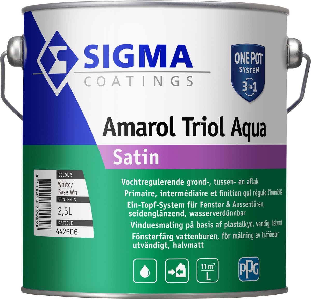 Sigma Amarol Triol Aqua Satin 1 liter Zwart