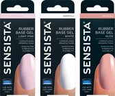 Sensista Rubber Base Gel Voordeelset 3x 7,5ml - Gellak - Roze - Wit - Nude