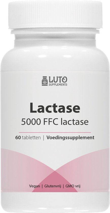 Foto: Lactase 5 000 60 tabletten hoog gedoseerd met 5 000 fcc eenheden voor lactose intolerantie melk intolerantie zonder ongewenste toevoegingen veganistisch luto supplements