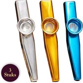 3 Stuks - MIX Kazoo - Zilver/Blauw/Goud blaasinstrument - Kazoo fluit - Muziekinstrument